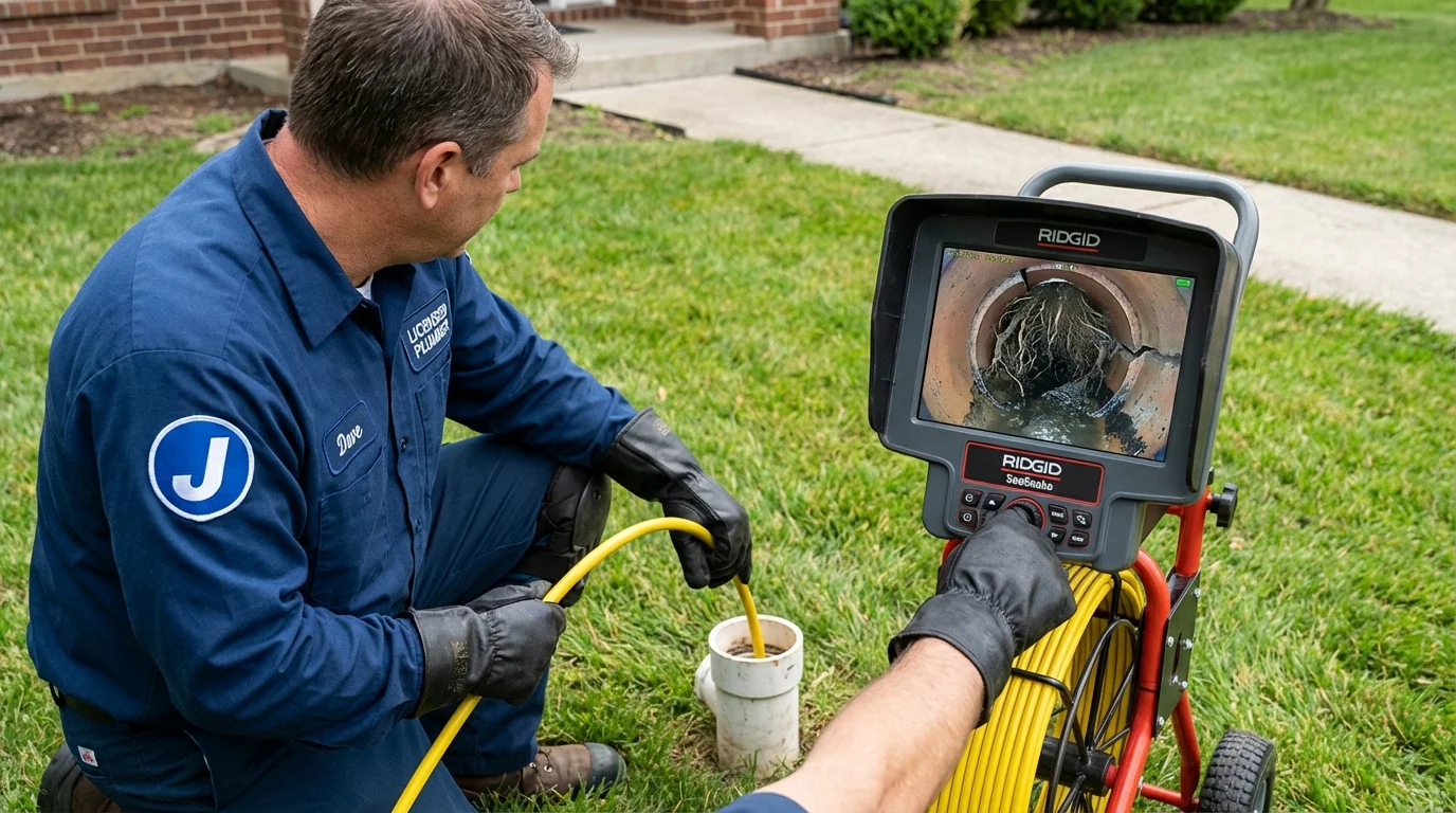 Sewer camera inspection being performed by Johns Plumbing LLC in Palermo