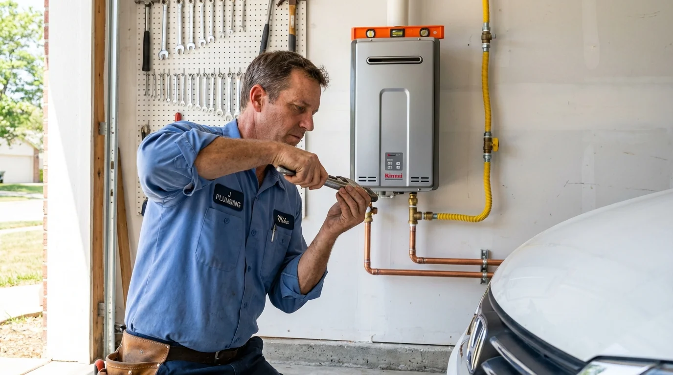 Tankless water heater installation by a Johns Plumbing LLC plumber in Palermo